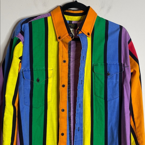 Vintage Ruddock Bros Men’s Western Brushpopper Bright Stripes Size 16 1/2 - Picture 2 of 6